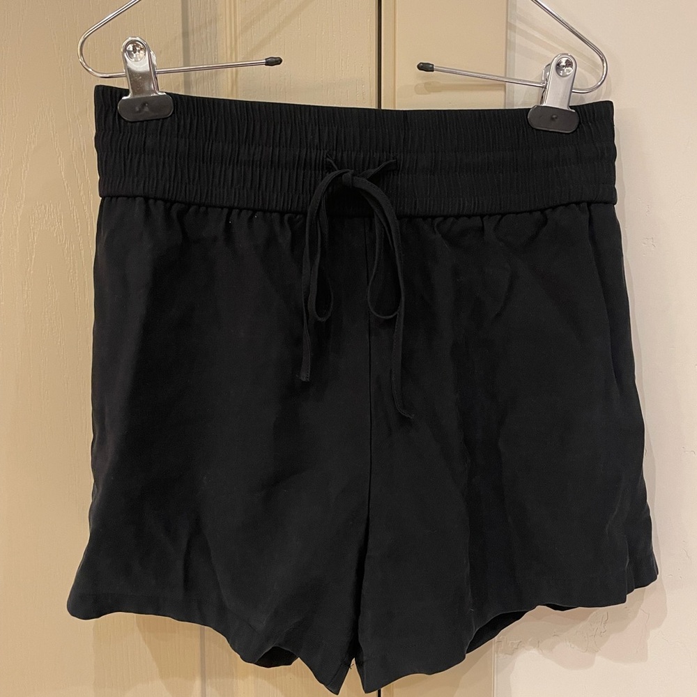 Black Cotton Drawstring Shorts